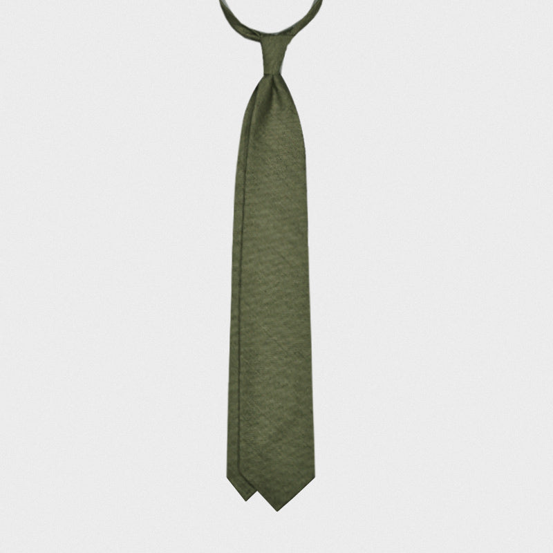 F.Marino Handmade Wool Tie 3-Fold Vitale Barberis Canonico Green-Wools Boutique Uomo
