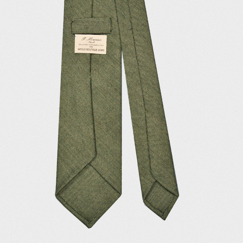 F.Marino Handmade Wool Tie 3-Fold Vitale Barberis Canonico Green-Wools Boutique Uomo