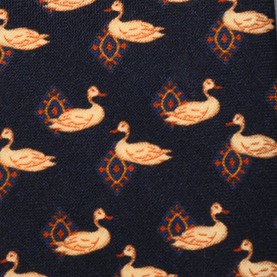 F.Marino Handmade Wool Tie 3-Fold Navy Duck-Wools Boutique Uomo