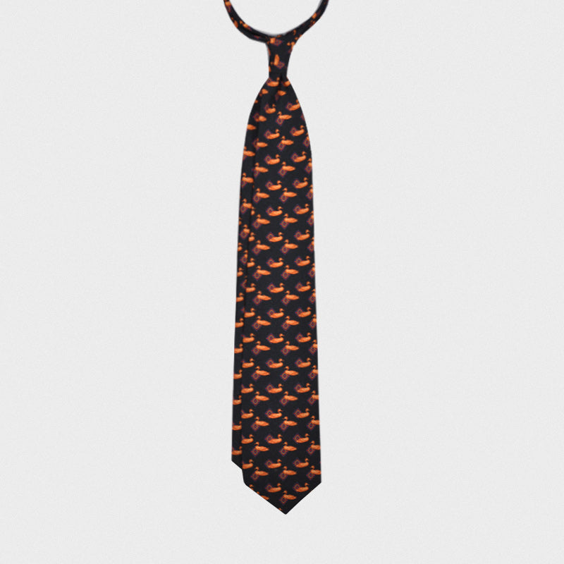 Load image into Gallery viewer, F.Marino Handmade Wool Tie 3-Fold Black Duck-Wools Boutique Uomo

