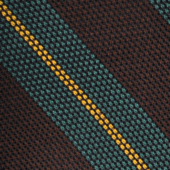 F.Marino Grenadine Silk Tie 3 Folds Regimental Teal-Wools Boutique Uomo