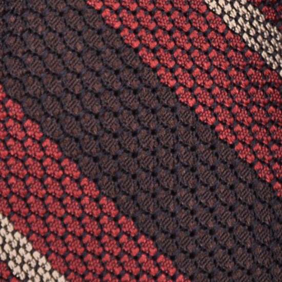 F.Marino Grenadine Silk Tie 3 Folds Regimental Magenta-Wools Boutique Uomo