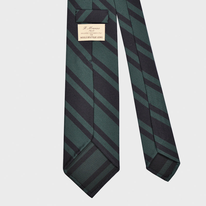 F.Marino Unlined Regimental Wool Tie Green-Wools Boutique Uomo
