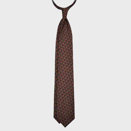 F.Marino Handmade Satin Silk Tie 3 Folds Beehive Rust-Wools Boutique Uomo