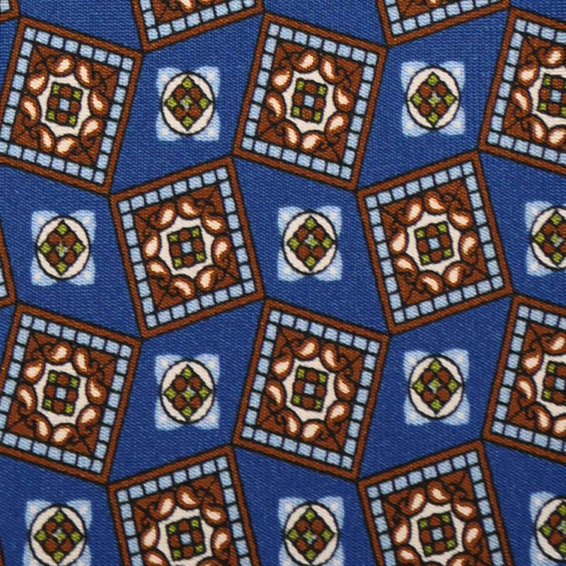 F.Marino Handmade 3 Folds Silk Tie Medallions Pervinca-Wools Boutique Uomo