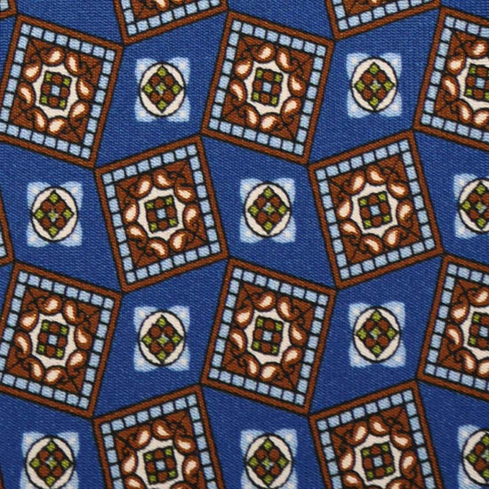 F.Marino Handmade 3 Folds Silk Tie Medallions Pervinca-Wools Boutique Uomo