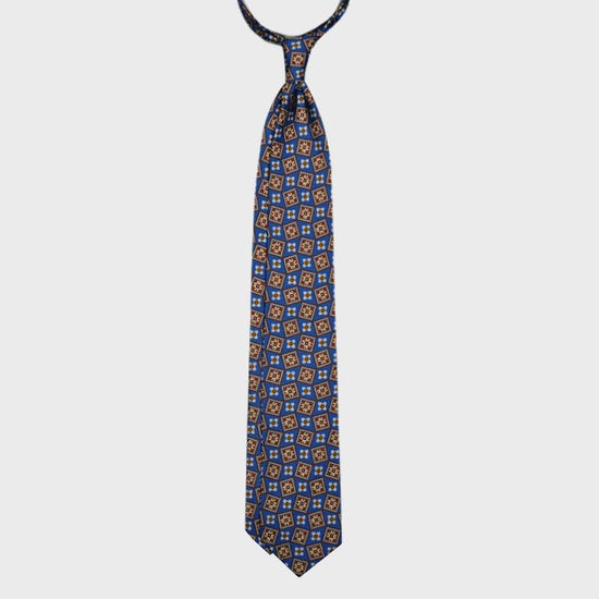 F.Marino Handmade 3 Folds Silk Tie Medallions Pervinca-Wools Boutique Uomo