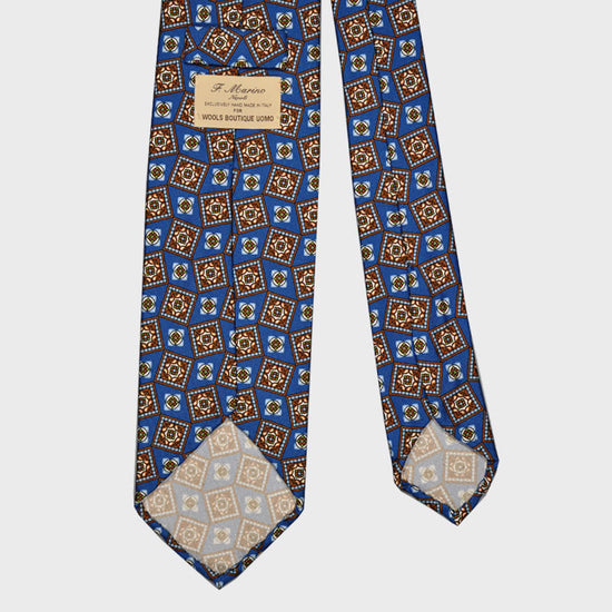 F.Marino Handmade 3 Folds Silk Tie Medallions Pervinca-Wools Boutique Uomo