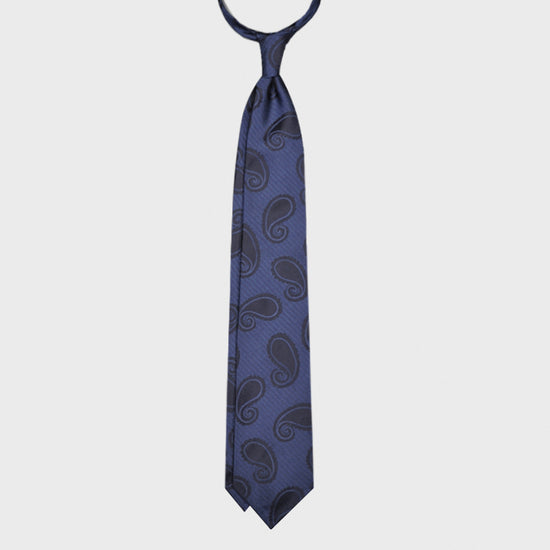 Load image into Gallery viewer, F.Marino Silk Tie 3 Folds Paisley Blue-Wools Boutique Uomo
