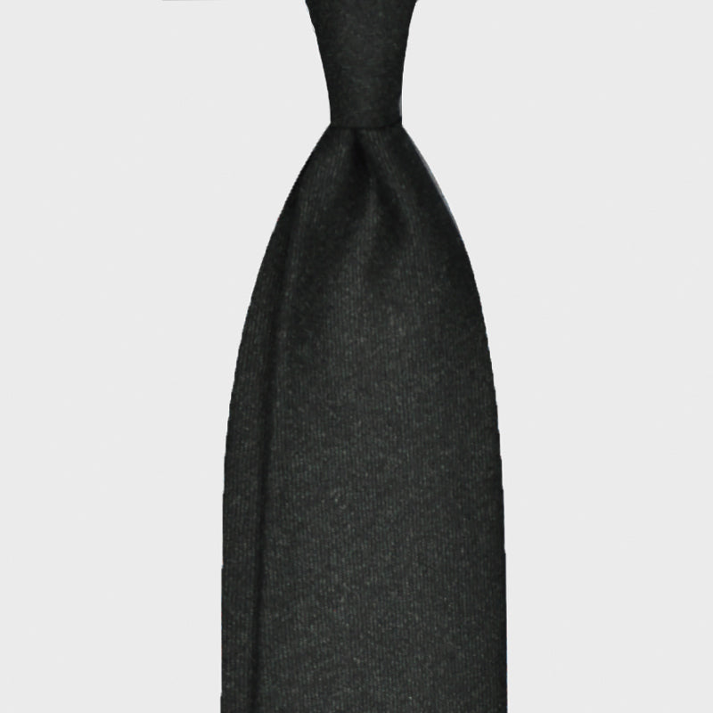 F.Marino Handmade Wool Flannel Tie 3-Folds Dark Green-Wools Boutique Uomo