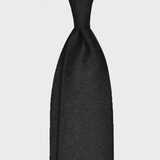 F.Marino Handmade Wool Flannel Tie 3-Folds Dark Green-Wools Boutique Uomo