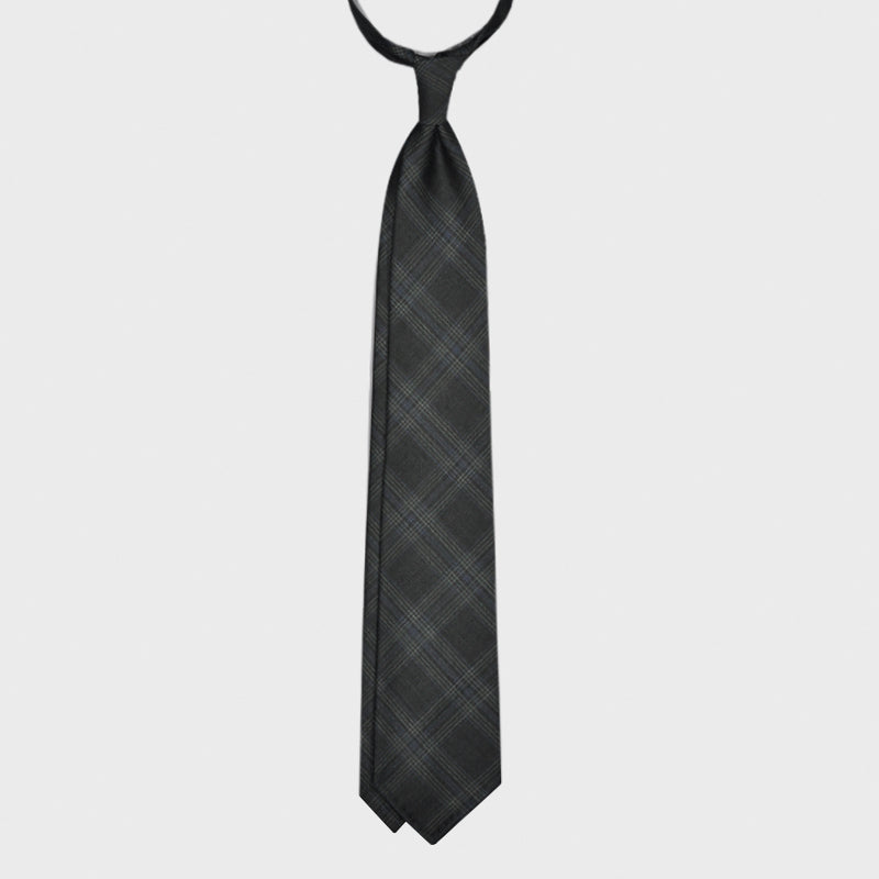 F.Marino Handmade Wool Tie 3 Folds Prince of Wales Anthracite-Wools Boutique Uomo