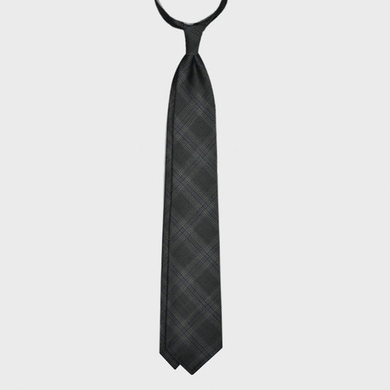F.Marino Handmade Wool Tie 3 Folds Prince of Wales Anthracite-Wools Boutique Uomo