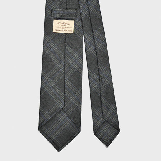 F.Marino Handmade Wool Tie 3 Folds Prince of Wales Anthracite-Wools Boutique Uomo
