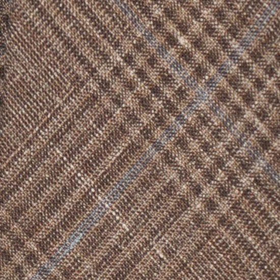 F.Marino Handmade Wool Tie 3 Folds Prince of Wales Teak Brown-Wools Boutique Uomo