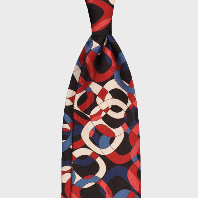 F.Marino Silk Tie Handmade 3 Folds Chain-Wools Boutique Uomo