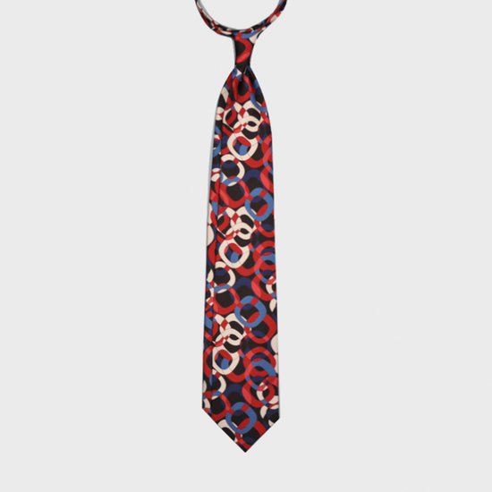 F.Marino Silk Tie Handmade 3 Folds Chain-Wools Boutique Uomo
