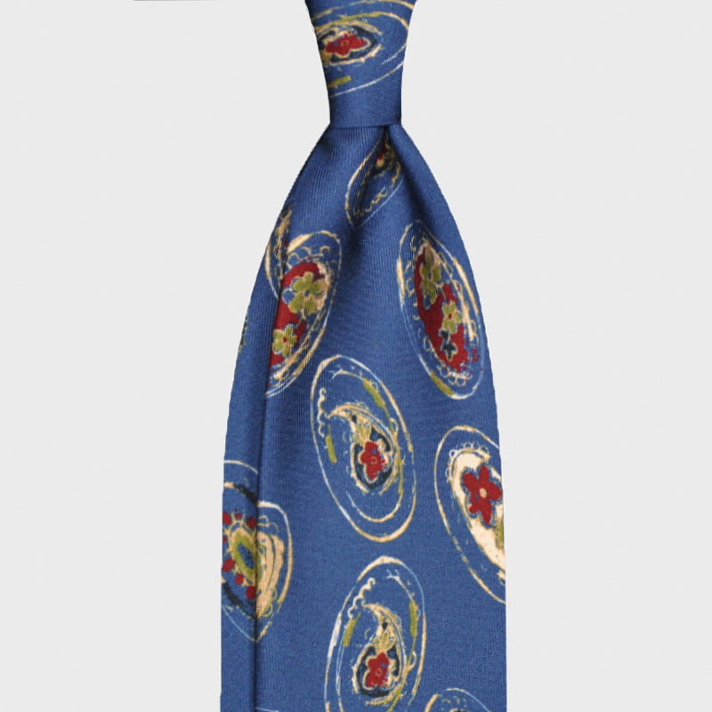 F.Marino Bohemian Silk Tie Handmade 3 Folds Sky-Wools Boutique Uomo