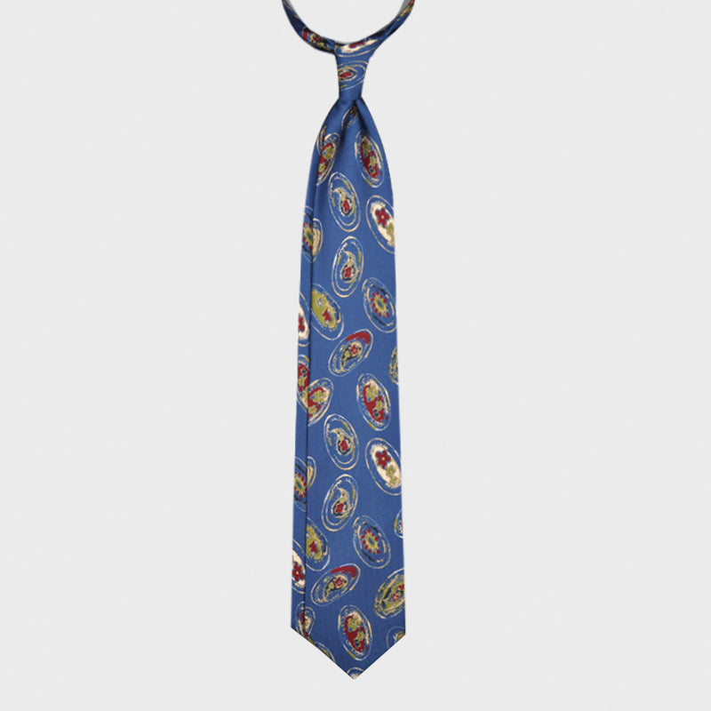 F.Marino Bohemian Silk Tie Handmade 3 Folds Sky-Wools Boutique Uomo