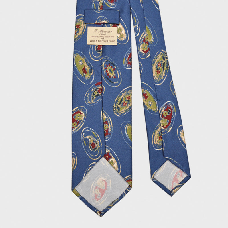 F.Marino Bohemian Silk Tie Handmade 3 Folds Sky-Wools Boutique Uomo