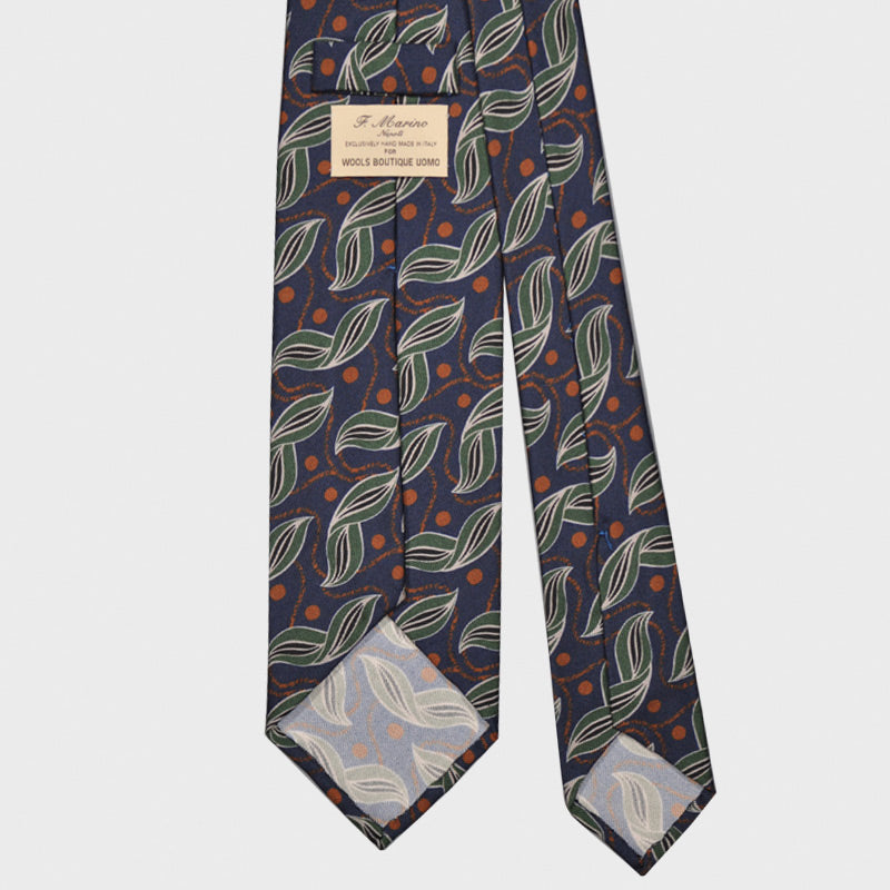 Load image into Gallery viewer, F.Marino Silk Tie Handmade 3 Folds Liberty Leaves Green-Wools Boutique Uomo
