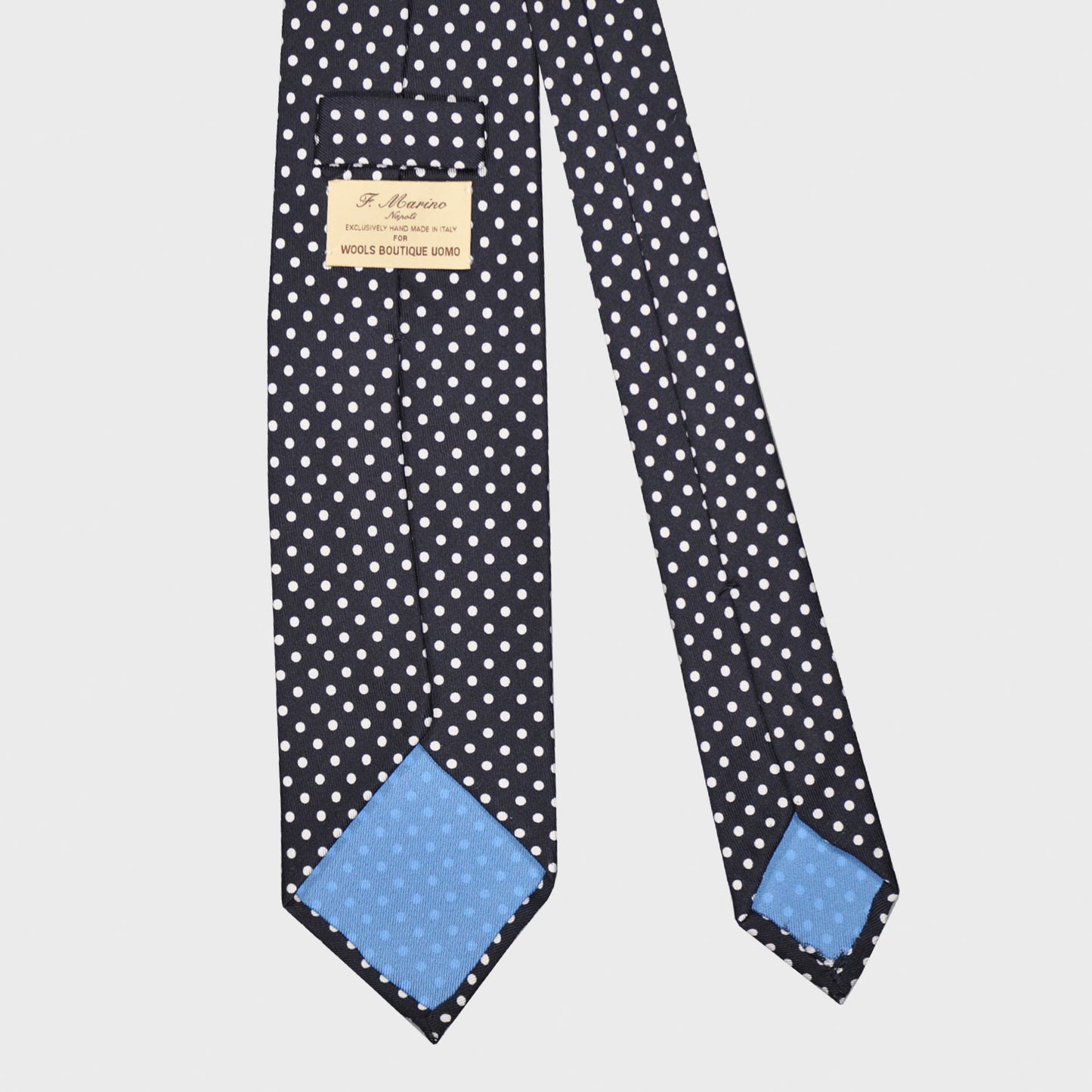Load image into Gallery viewer, F.Marino Pois Silk Tie 3 Folds Dark Blue-Wools Boutique Uomo
