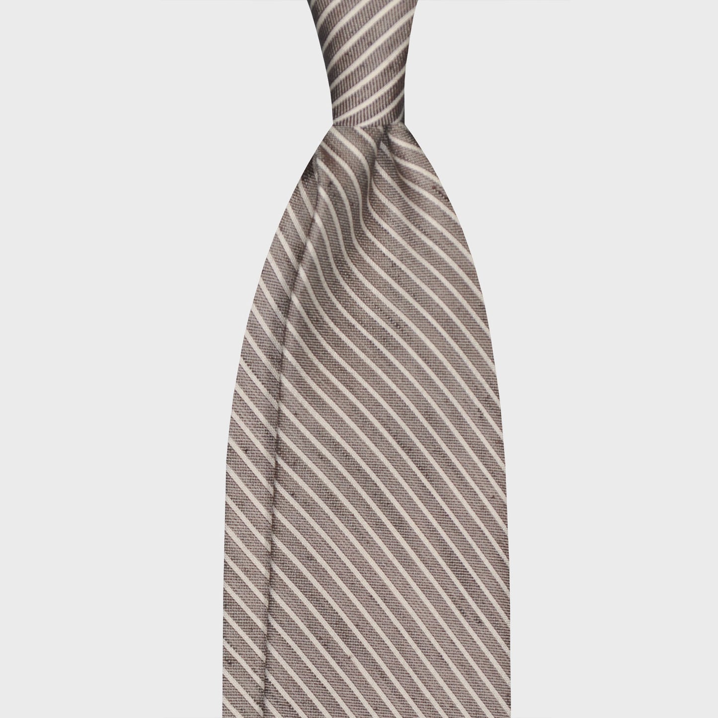 F.Marino Stripes Shantung Silk Tie 3 Folds Taupe-Wools Boutique Uomo