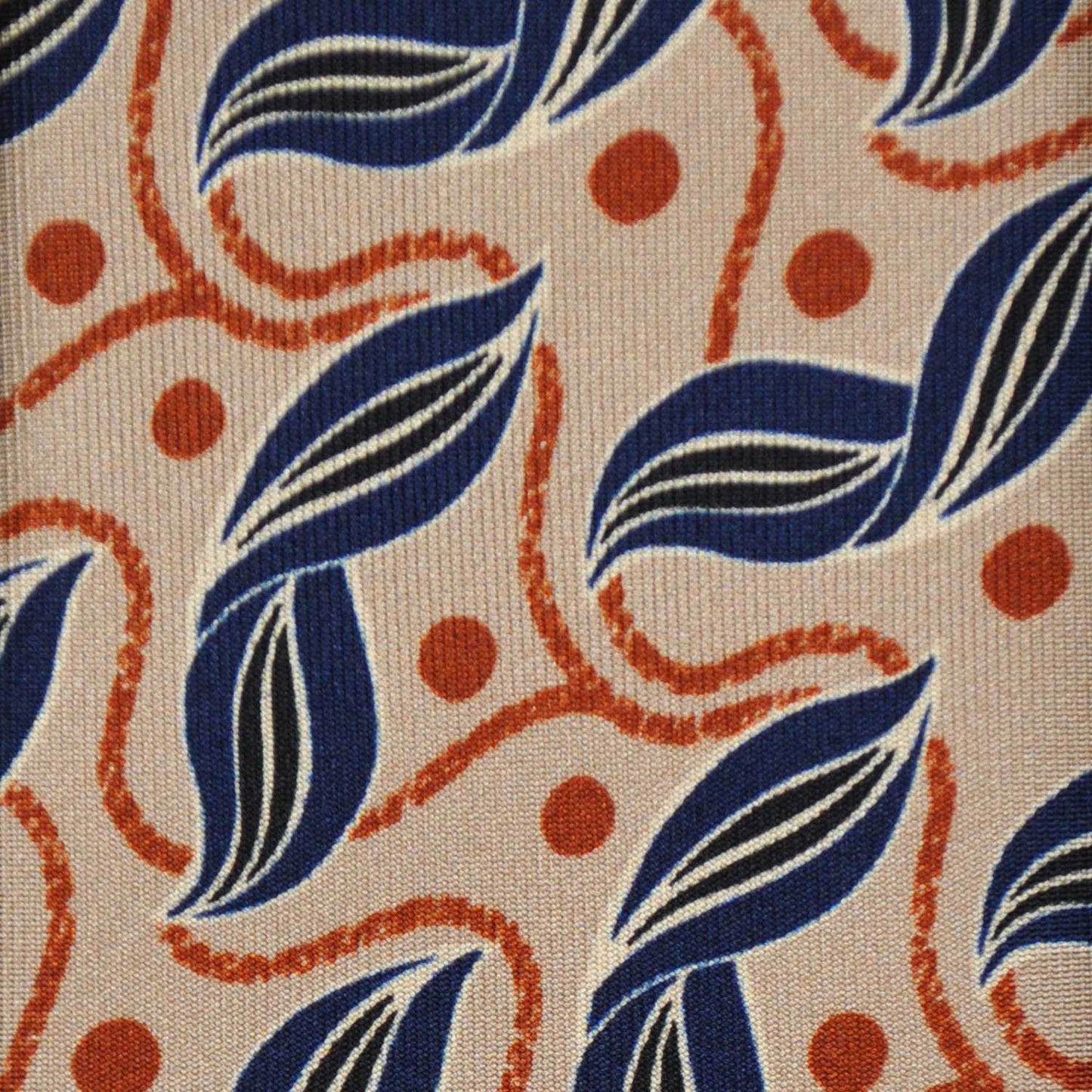 F.Marino Silk Tie Handmade 3 Folds Liberty Leaves Beige-Wools Boutique Uomo