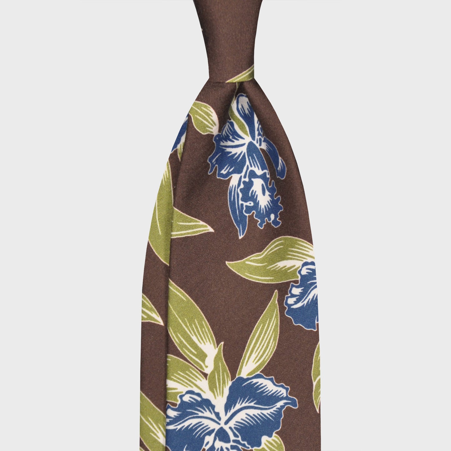 F.Marino Hawaiian Silk Tie 3 Folds Brown-Wools Boutique Uomo