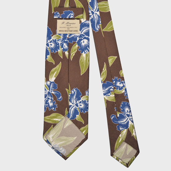 Load image into Gallery viewer, F.Marino Hawaiian Silk Tie 3 Folds Brown-Wools Boutique Uomo

