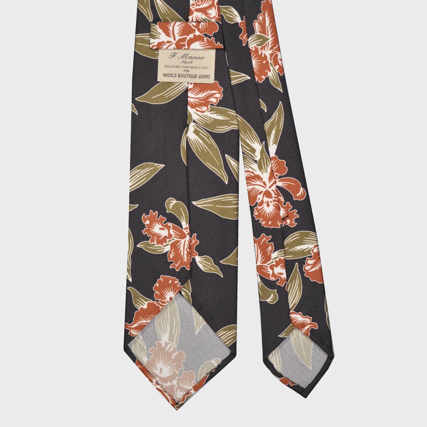 Load image into Gallery viewer, F.Marino Hawaiian Silk Tie 3 Folds Umber-Wools Boutique Uomo
