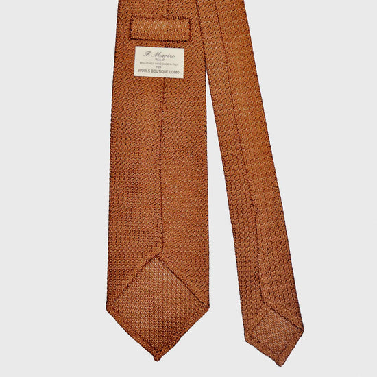 F.Marino Grenadine Silk Tie Chunky Gauze 3 Folds Copper Brown-Wools Boutique Uomo