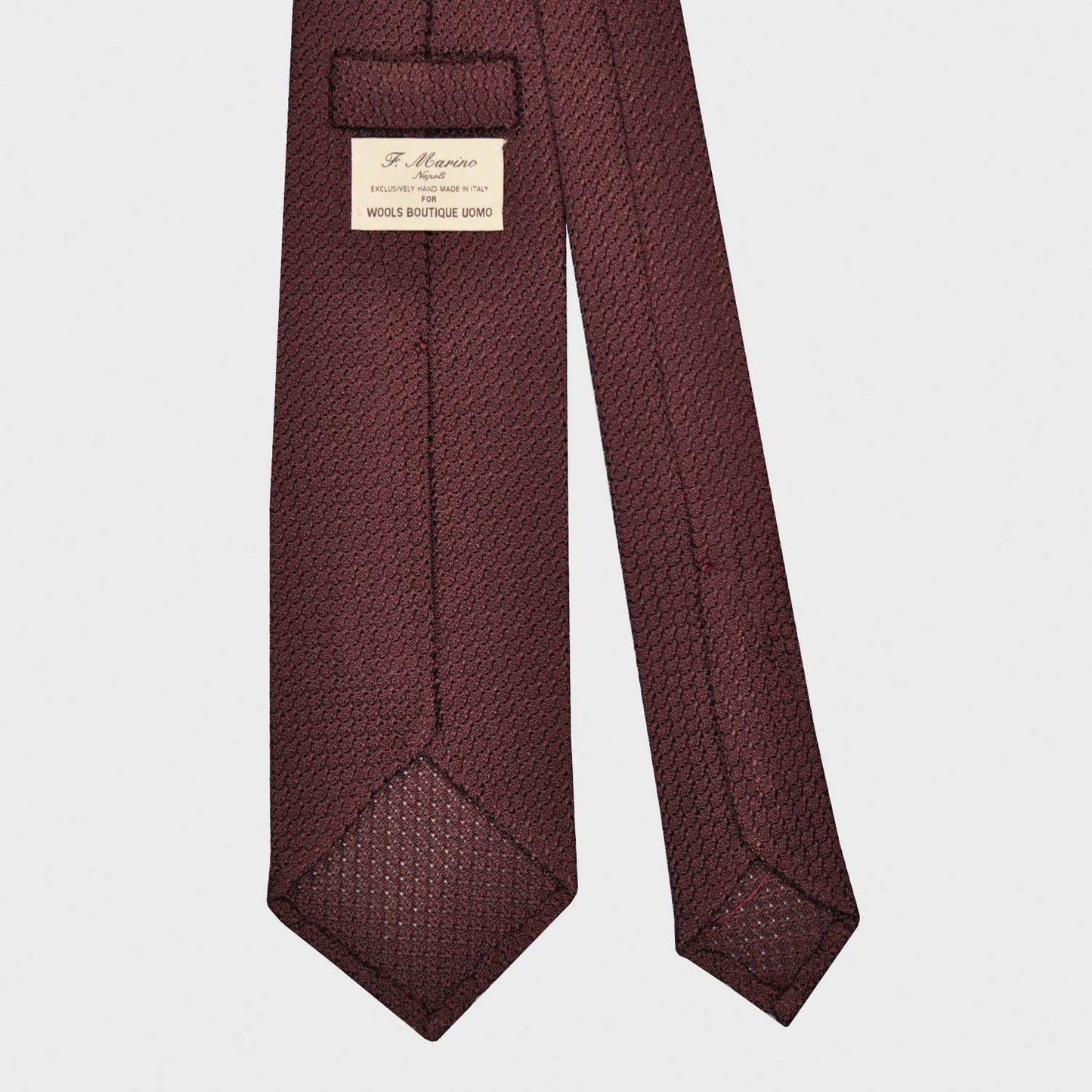 F.Marino Grenadine Silk Tie Chunky Gauze 3 Folds Burgundy-Wools Boutique Uomo