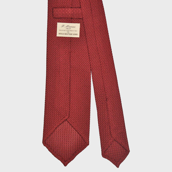 F.Marino Grenadine Silk Tie Chunky Gauze 3 Folds Brick Red-Wools Boutique Uomo