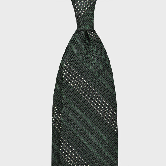 F.Marino Regimental Tie Grenadine Silk 3 Folds Micro Pois Green-Wools Boutique Uomo