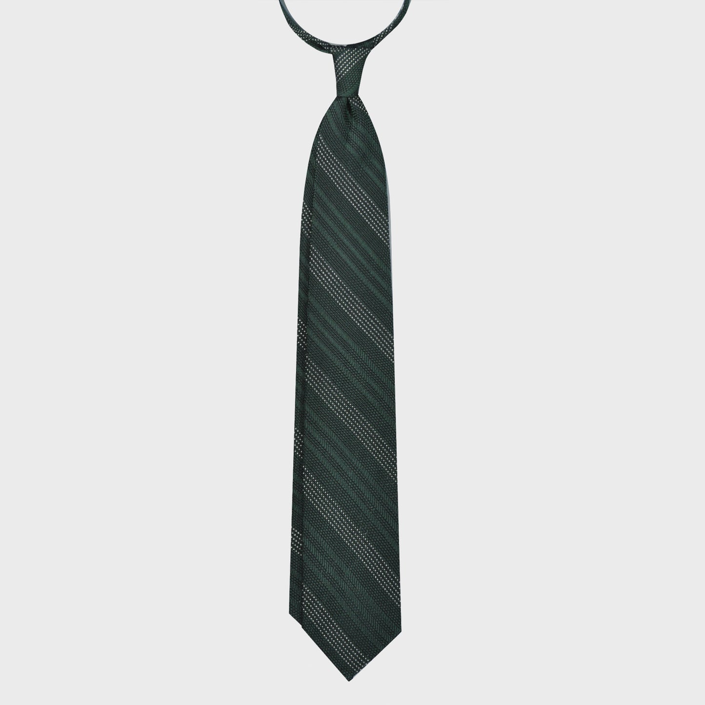 F.Marino Regimental Tie Grenadine Silk 3 Folds Micro Pois Green-Wools Boutique Uomo