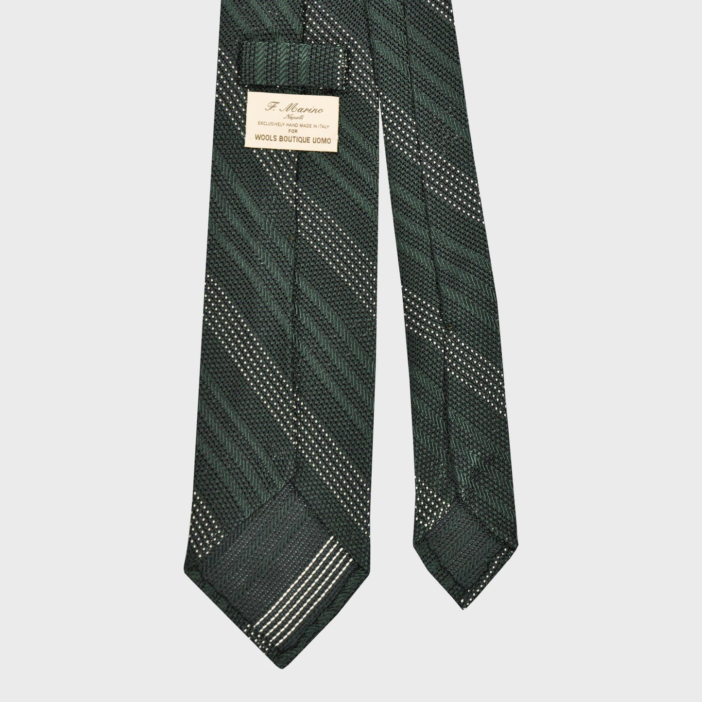 F.Marino Regimental Tie Grenadine Silk 3 Folds Micro Pois Green-Wools Boutique Uomo