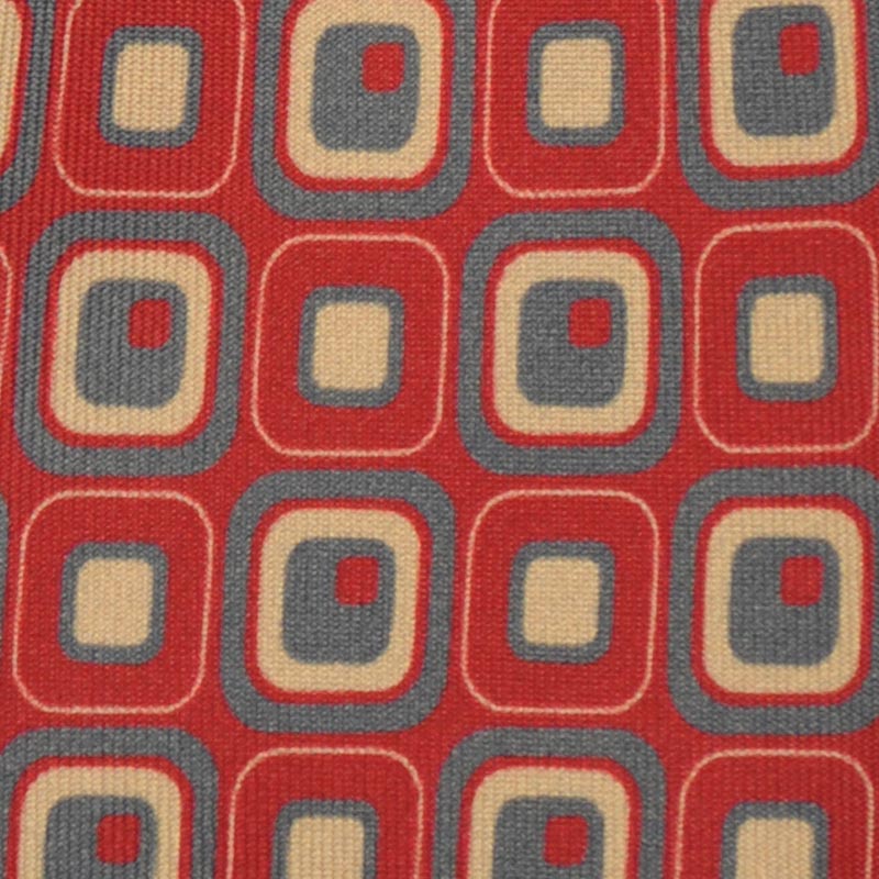 F.Marino Silk Tie 7 Folds Vintage Style 60s Squares Cherry Red-Wools Boutique Uomo