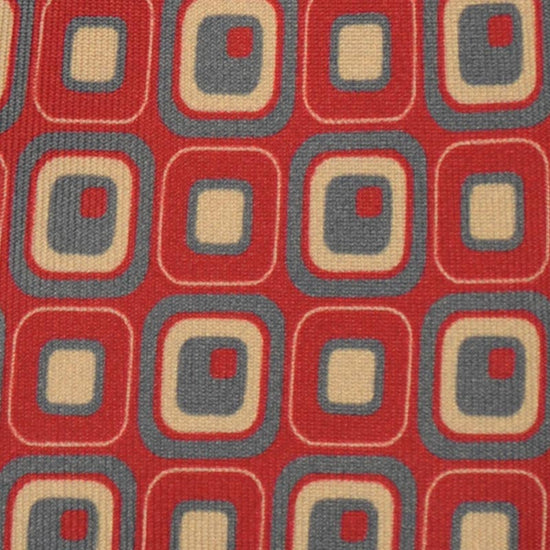 F.Marino Silk Tie 7 Folds Vintage Style 60s Squares Cherry Red-Wools Boutique Uomo