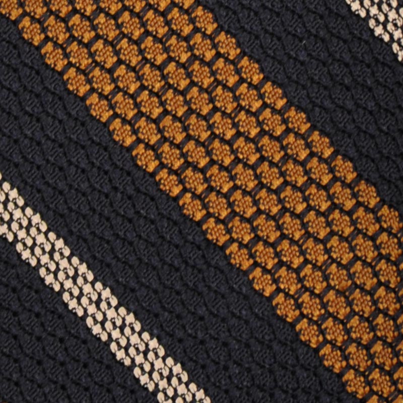 F.Marino Regimental Tie Grenadine Silk 3 Folds Yellow-Wools Boutique Uomo