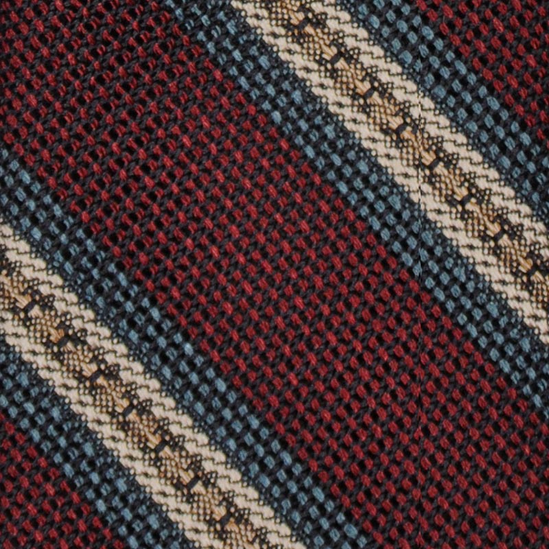 F.Marino Regimental Tie Grenadine Silk 3 Folds Red Stripes-Wools Boutique Uomo
