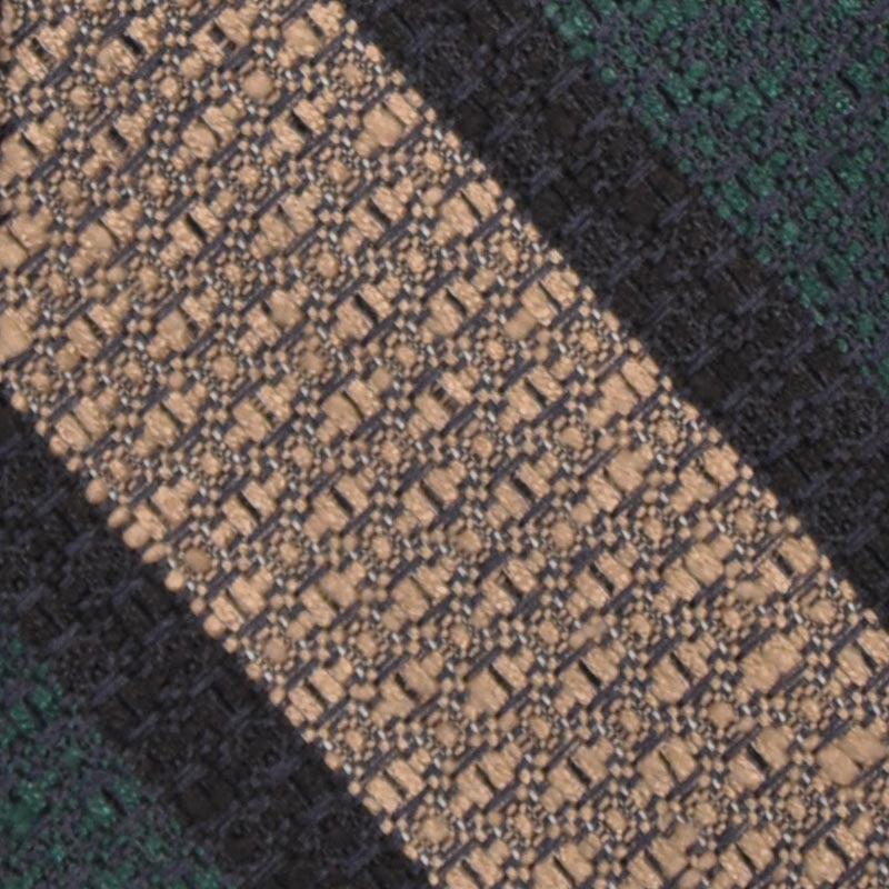 F.Marino Shantung Silk Tie Regimental Teal Green-Wools Boutique Uomo