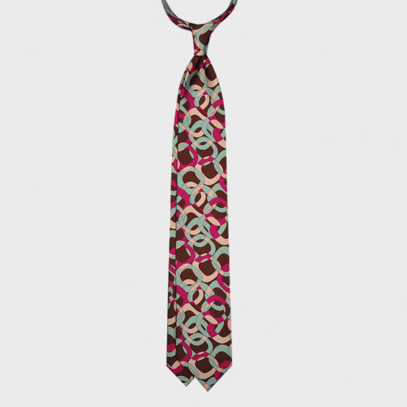F.Marino Silk Tie Handmade 3 Folds Chain-Wools Boutique Uomo