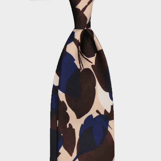 F.Marino Silk Tie 3 Folds Leaves Nature Pattern-Wools Boutique Uomo