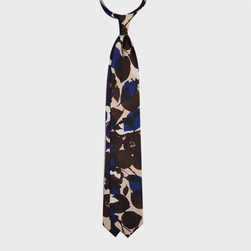 F.Marino Silk Tie 3 Folds Leaves Nature Pattern-Wools Boutique Uomo