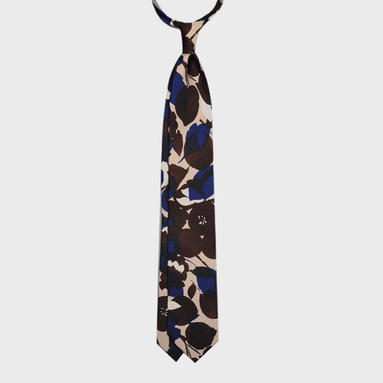 F.Marino Silk Tie 3 Folds Leaves Nature Pattern-Wools Boutique Uomo