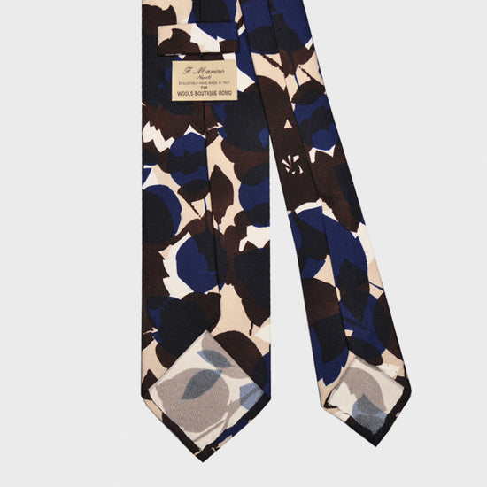 F.Marino Silk Tie 3 Folds Leaves Nature Pattern-Wools Boutique Uomo