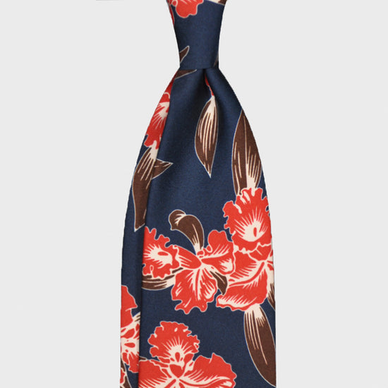 Load image into Gallery viewer, F.Marino Hawaiian Silk Tie 3 Folds Blue-Wools Boutique Uomo
