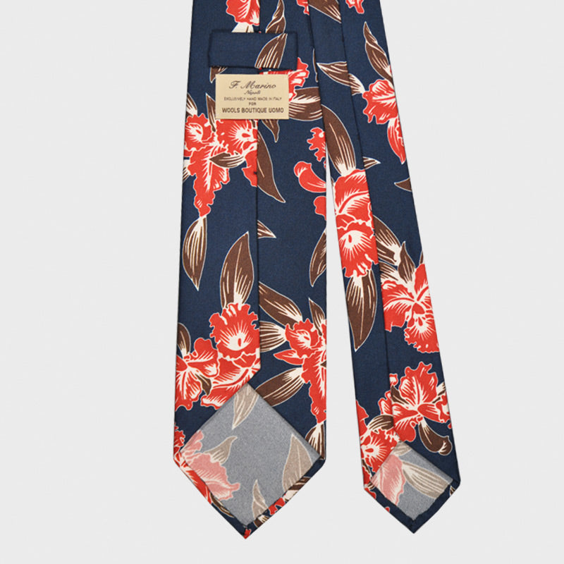 Load image into Gallery viewer, F.Marino Hawaiian Silk Tie 3 Folds Blue-Wools Boutique Uomo
