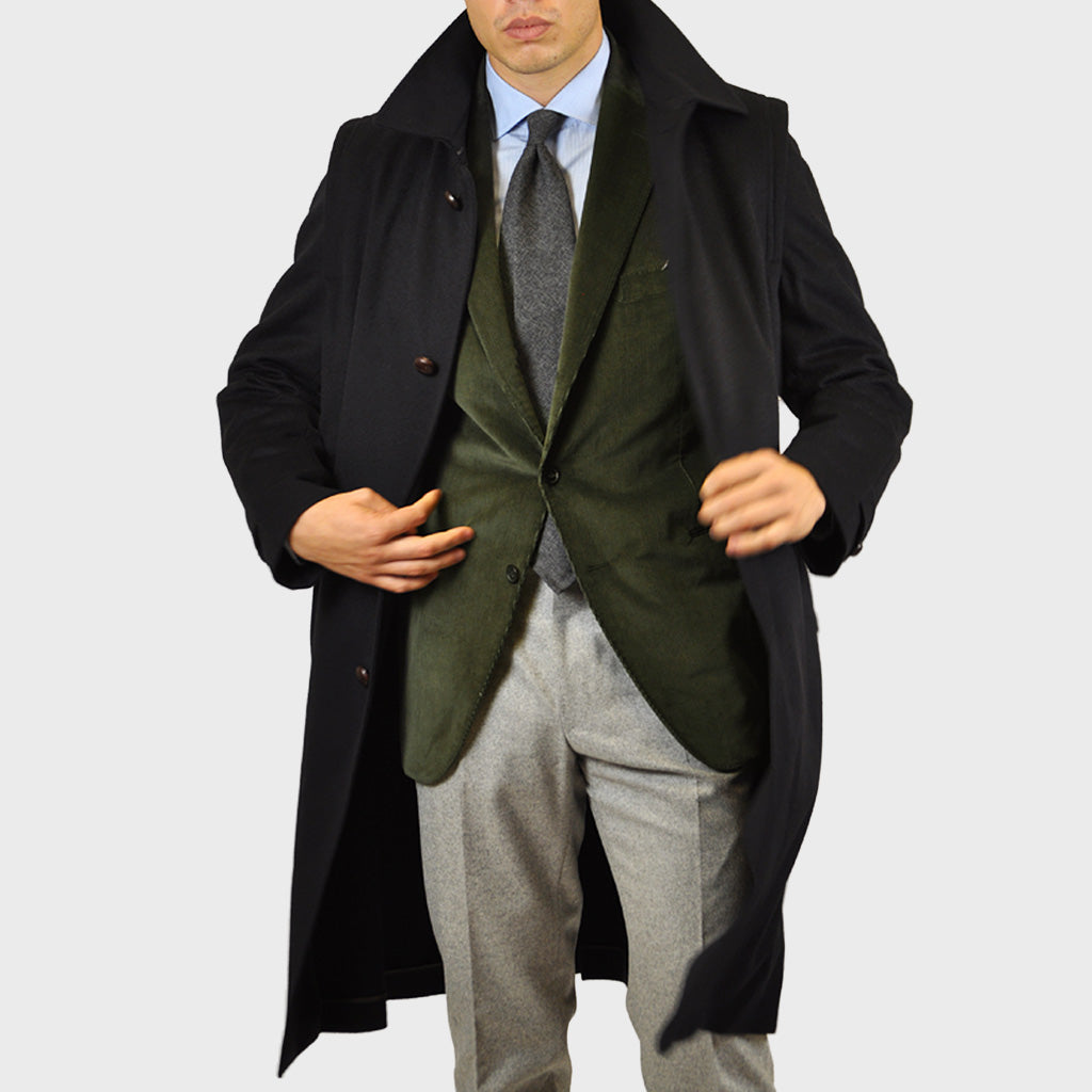 Schneiders Men's Loden Coat Hubertus Navy Blue-Wools Boutique Uomo